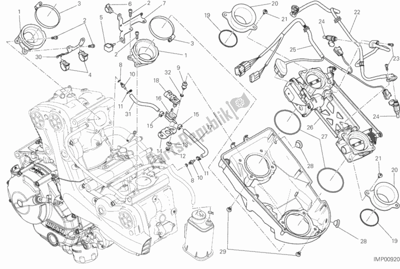 Alle onderdelen voor de Gasklephuis van de Ducati Monster 821 Dark Brasil 2016